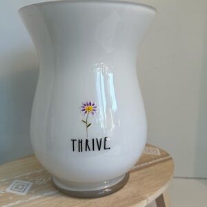 Hurricane Style RAE DUNN "Thrive" White 8" Flower Vase Candle Holder